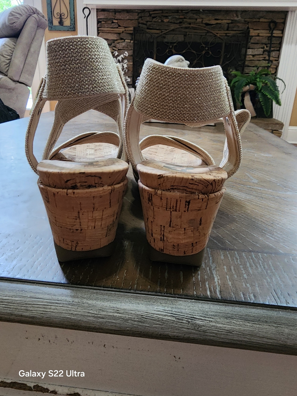 Anne Klein Gold Cork Wedge Sandals - - Picture 4 of 4